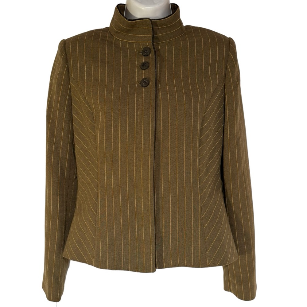 ITALIAN WOOL BLEND PINSTRIPE BLAZER